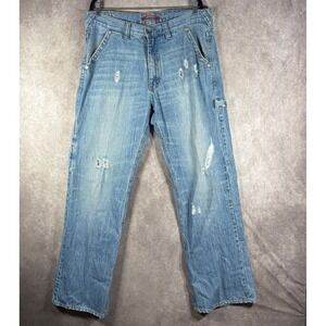 Unionbay Carpenter Jeans Mens 34x34 Blue Distressed Baggy Denim Utility y2k 90s